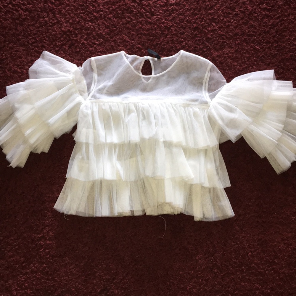 Mesh ruffle top
